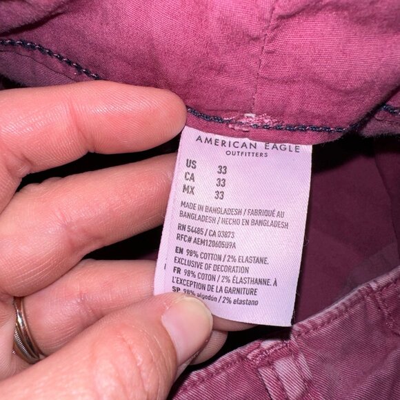 American Eagle Maroon Next‎ Level Flext Classic Chino Shorts w Pockets Mens 33 - Picture 9 of 12